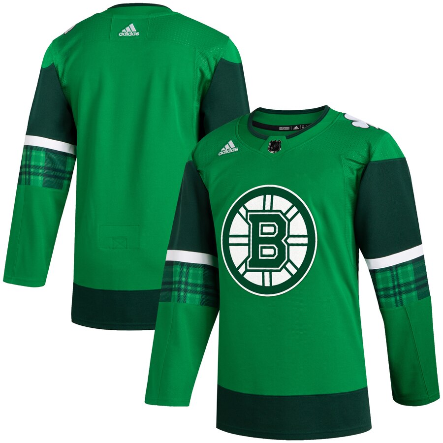 Boston Bruins Blank Men Adidas 2020 St. Patrick Day Stitched NHL Jersey Green